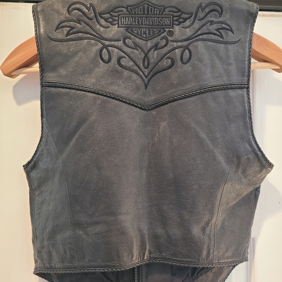 Harley-Davidson Black Leather Vest (Women's) Medium - Picture 2 of 3